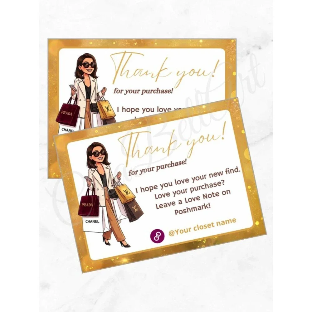 100 Personalized Fashion Thank You Cards Small Business, 4×3 in